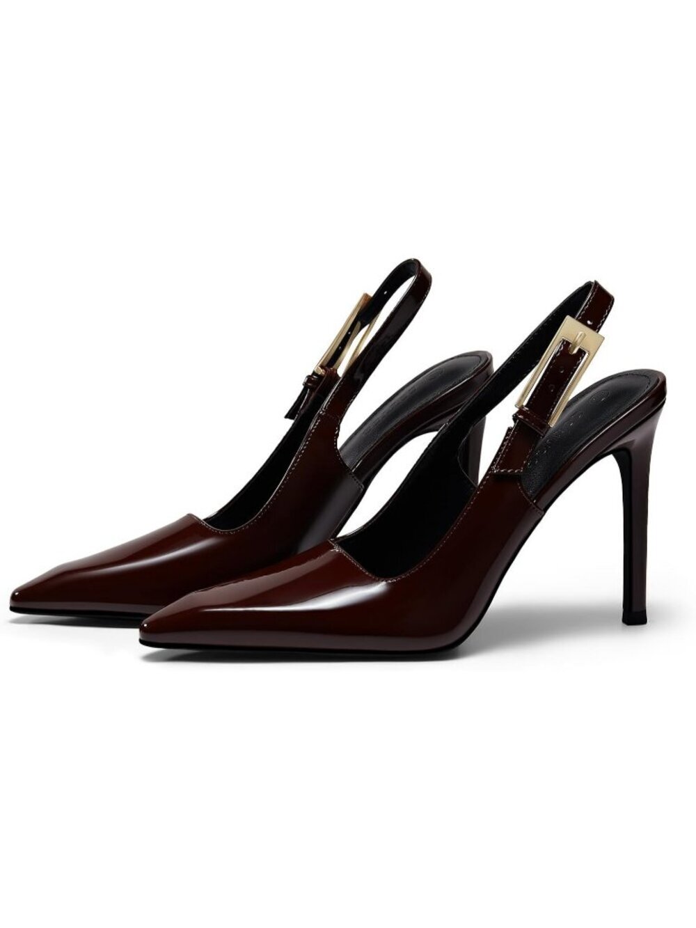 Women's Red Patent leather Pointed Toe Metal Buckle Dress Party High Heels